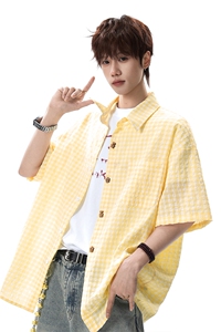 2026夏季新款格子纽扣潮流短袖衬衫男CD6401-特P32建议零售价78图片