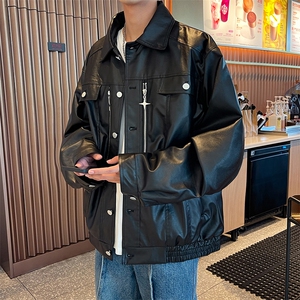 韩版潮流休闲宽松帅气夹克春秋夏季新款皮衣外套男士薄款机车图片