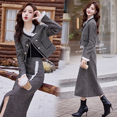 法式小香风套装女2025春秋新款高级感气质名媛高个子半身裙两件套，女装套装/套裙，韩宇舍