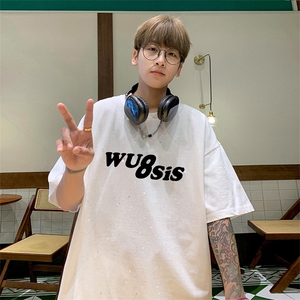 可48小时发货支持抖音得物来样二开 美式满天星亮片短袖T恤MTX719图片
