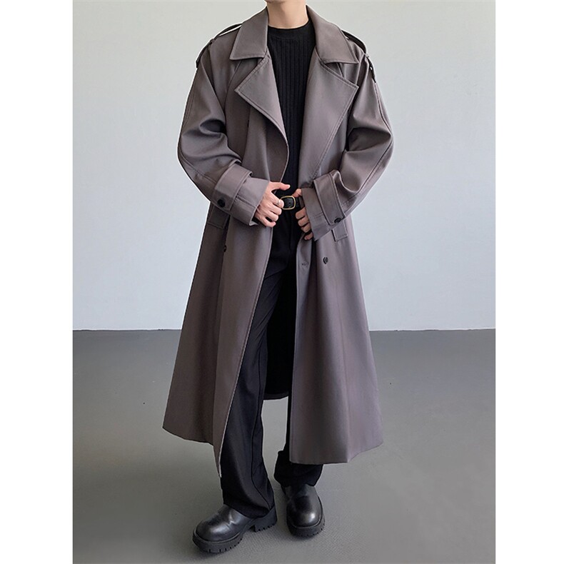 秋季韩版双排扣风衣男韩版中长款过膝克鲁苏文大衣外套-82109P120，男装风衣，电商B289