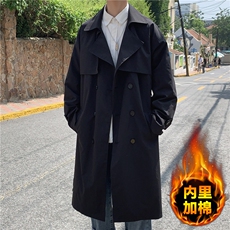 F2068/P80加厚95秋装双排扣长款过膝风衣男大码男中长款大衣控108，男装风衣，电商A141