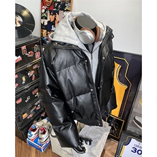 405A美式高街个性连帽设计假两件pu皮棉服MY24920-P158控188，男装棉衣，星座405A
