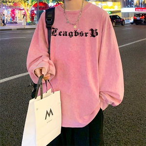 直播品质 重磅纯棉 美式蜡染水洗做旧潮牌宽松长袖t恤 CT297特P38图片