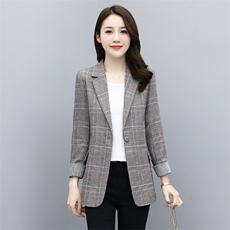 现货，2022年春季女装时尚休闲气格子西装小外套百搭，女装西装，然然