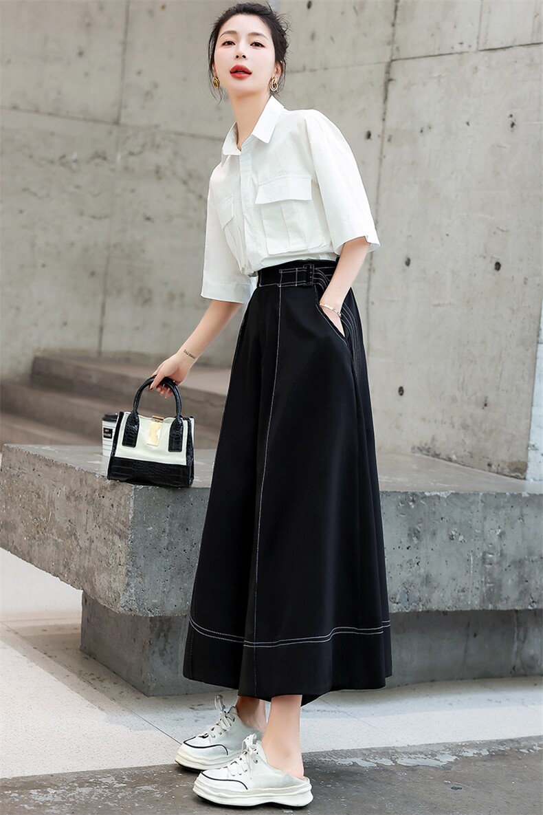 《48H发》简约优雅工装阔腿裤两件套套裙,女装套装/套裙,辰辰家