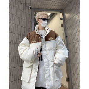 D8222-P88拼色棉衣男外套冬季日系潮牌复古加厚棉袄宽松男士棉服图片