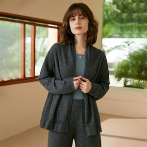 2025春秋新款羊绒衫女100山羊绒V领多穿斜衣襟系扣针织衫纯色上衣