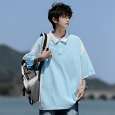 8XL-M拼接撞色短袖t恤男款夏季新款半袖POLO衫加肥加大码DT004P38，男装Polo衫，电商B312