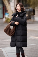 保暖长款连帽羽绒服女装2025新款冬季气质高级感加厚白鸭绒外套，女装羽绒服，流量+