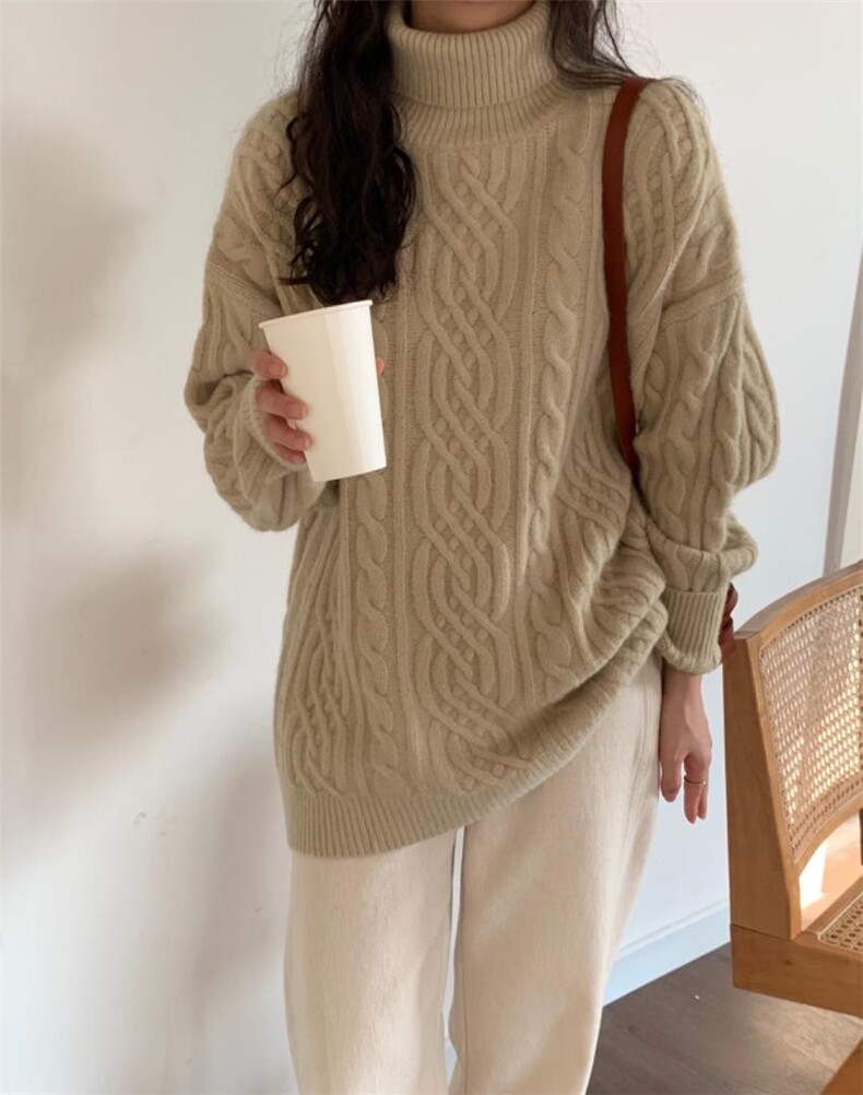 冬季高领花毛衣，女装针织衫/毛衣，周青