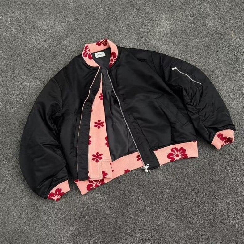 美式复古提花高级感棒球服外套女宽松潮牌痞帅飞行员夹克图片