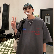 抖音得物二开现货220克夏装重磅美式高街宽松短袖t恤MT295，男装T恤，电商A486-1