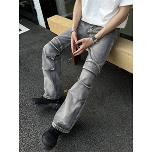 网络图现货！cleanfit高街牛仔裤口袋设计感微喇直筒裤RG138-P65,牛仔连衣裙裙怎么搭配包图片
