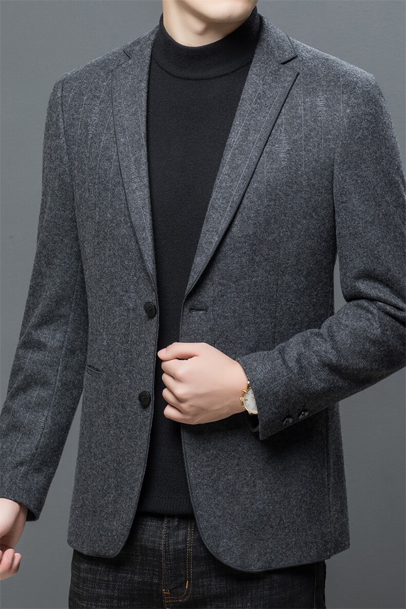 羊毛西服男秋季潮款休闲商务西服中年男士单西外套ASD2221-P260,男装西服,电商B212（原钱塘6029）