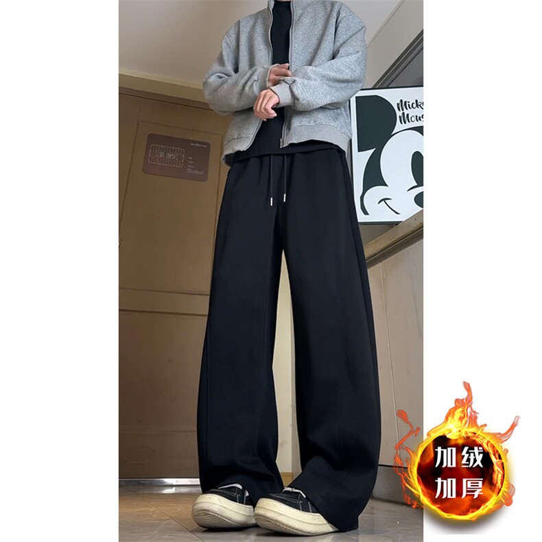 重磅加绒卫裤男冬季高街解构弯刀裤子A166-KB4016-P45加绒50控75,男装休闲裤,电商A166