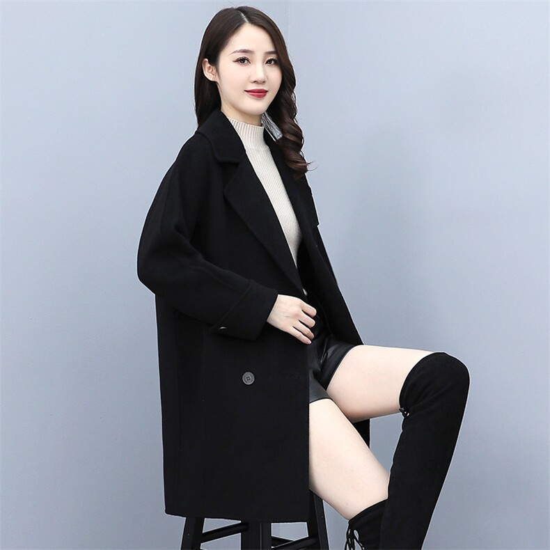 2021年秋冬新款赫本风通勤西装领毛呢大衣女中长款高端毛呢外套,女装毛呢外套,千千佰惠