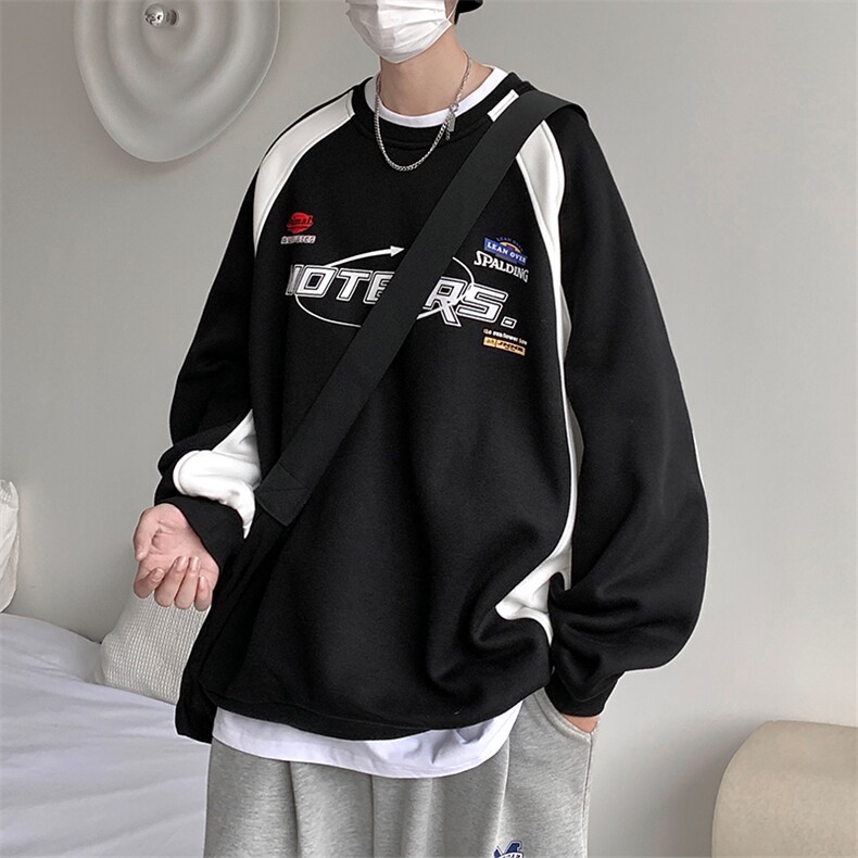 春季新款美式高街机能风卫衣男重工插肩撞色MY02398-P58,男装卫衣,星座308B-1