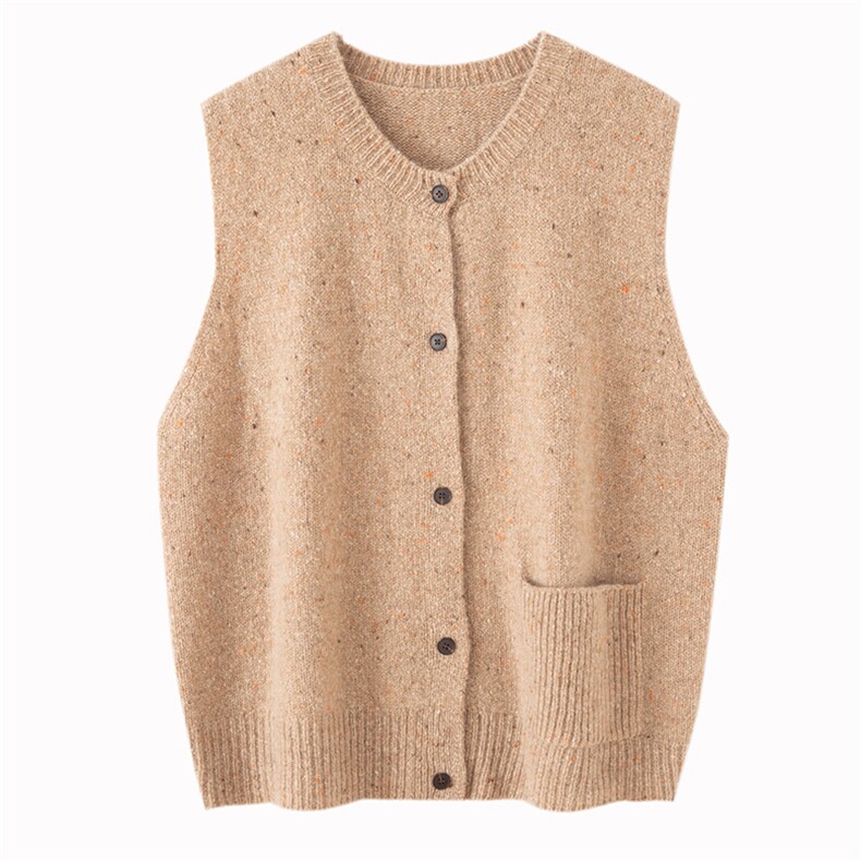 2025年秋季新款彩点针织圆领羊绒马甲时尚休闲通勤百搭，女装羊绒衫，博友羊绒