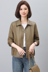 海宁真皮皮衣女2025新款春秋高级感绵羊皮大牌高端皮夹克女士外套，女装衬衫，江忆布依