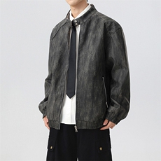 立领皮衣男飞行员皮夹克机车风大码外套JK2122-P80大码元，男装夹克，星座210-1