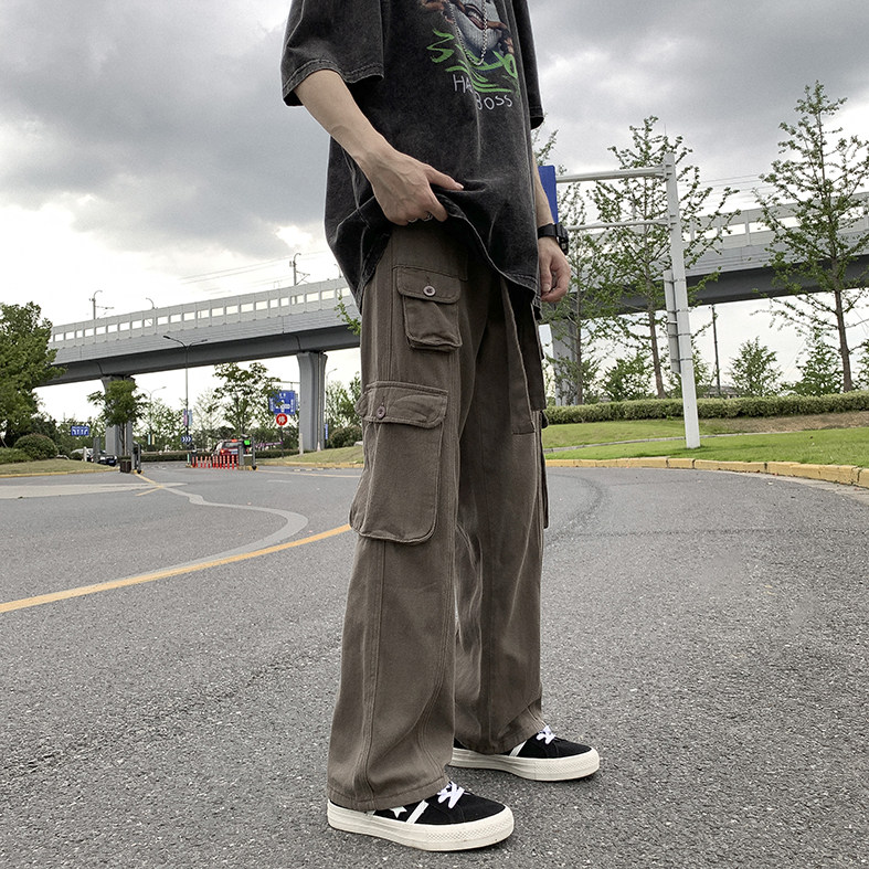 不一样的质量工装裤男港风潮2022秋夏新款ins宽松休闲裤K2202-P51,男装休闲裤,星座412-2