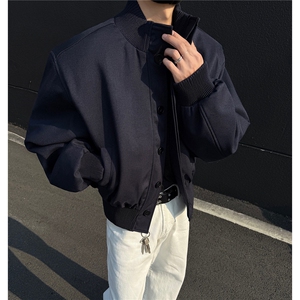 主推 美式高街立领棒球服飞行垫肩夹克短款外套男 D401 特P75图片