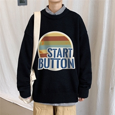 1港风圆领套头中性潮流大码M-5XL印花针织毛衣男7985P48加绒P55，男装针织衫/毛衣，星座226-2