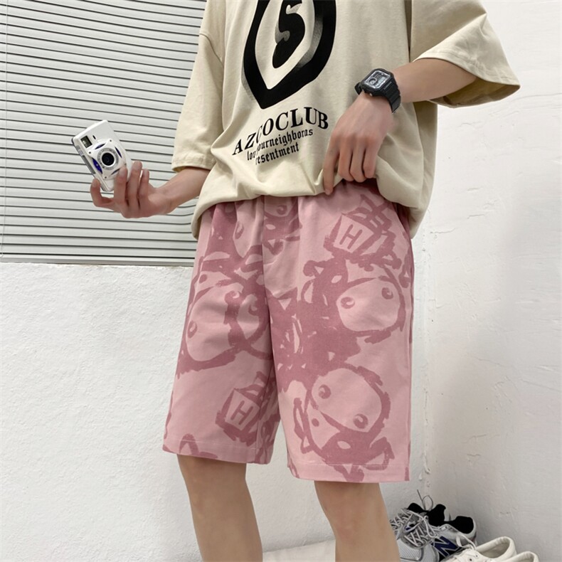 高转化！夏季冰丝宽松短裤男港风五分裤休闲裤DK2002-特P19控38,男装牛仔裤,电商B370