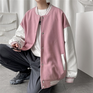 1港风毛呢子休闲宽松潮流棒球服夹克男外套大皂风7423P70控98图片