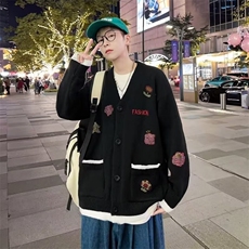针织开衫男韩版潮流刺绣高街帅2024春季新款ins毛衣外套MZ428-P41，男装针织衫/毛衣，星座412-3