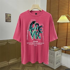 夏季日韩短袖T恤纯棉时尚宽松大码休闲印花男女脏洗HT57，男装T恤，星座1013