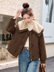 2025年冬季新款时尚潮流舒适柔和皮毛一体棉外套，女装棉衣/棉服，超帛