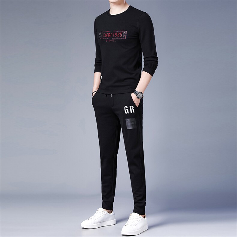中年运动套装男春秋季爸爸秋装套装圆领卫衣两件套大码运动服时尚,男装休闲套装,电商B212（原钱塘6029）