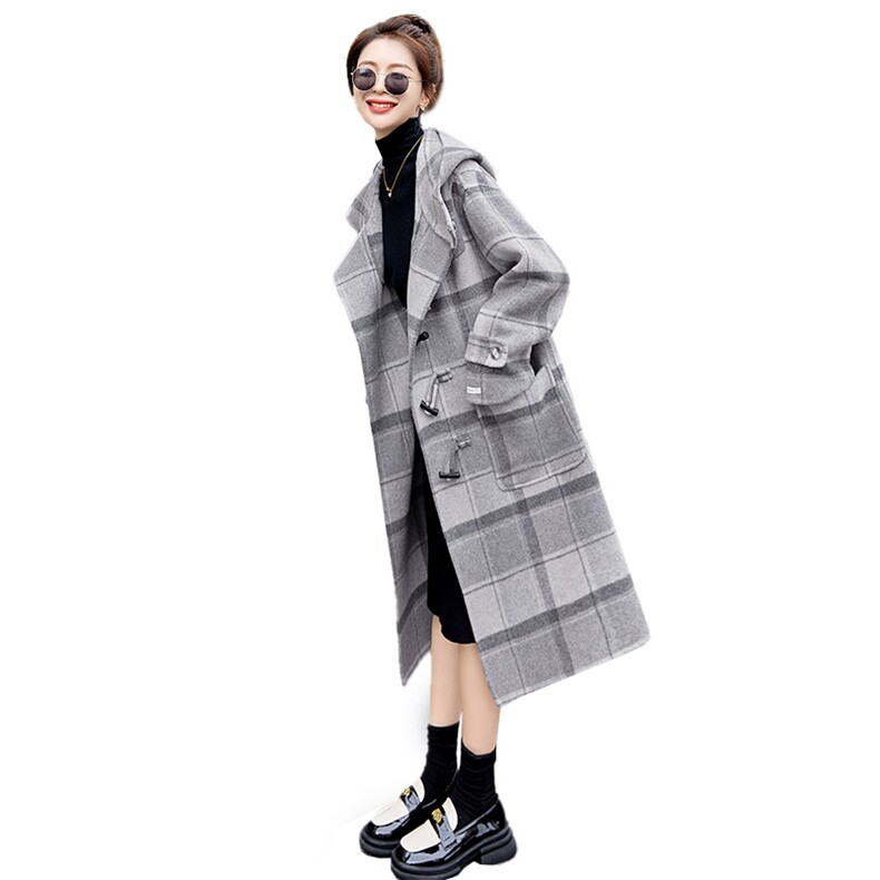 现货手工双面羊毛大衣2022年秋冬新款女装时尚韩版休闲外套,女装双面呢大衣,关键词