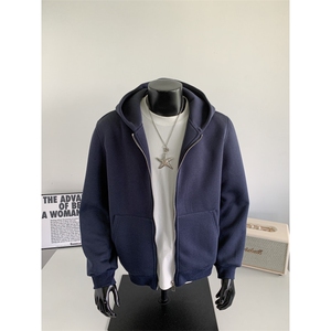 WY806-尺码M-3XL-P48-cleanfit重磅硬挺连帽衫美式拉链开衫卫衣图片