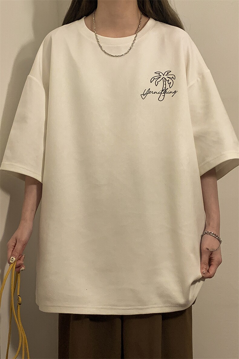 中性2026夏装麂皮绒半袖上衣男女情侣夏季大码宽松短袖T恤S319P28,男装T恤,电商A233-1