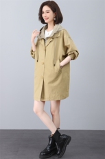 春季气质风衣女中长款大码显瘦洋气减龄时尚休闲外套春秋2025新款，女装风衣，江忆布依