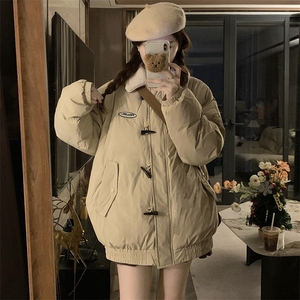 C940-P125日系棉服女冬季新款韩系羊羔绒牛角扣百搭学生棉衣外套图片