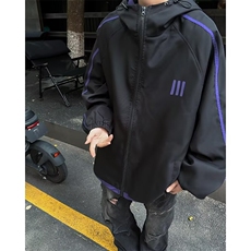 连帽冲锋衣外套男运动潮牌长袖外穿纯色2024冬季ins夹克W6227-P58，男装夹克，星座412-2