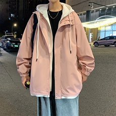 JK763P78港风二开宽松假两件夹克百搭落肩简约连帽上衣外套，男装夹克，星座1204-3