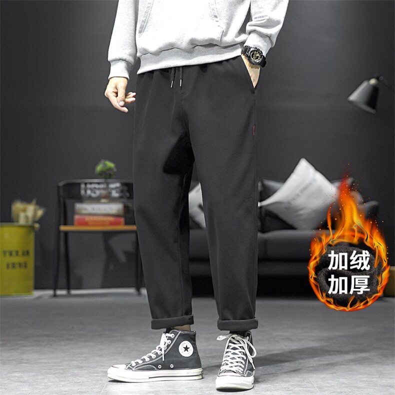 2023HK20139加绒日系沙发大码纯色绣标长裤M-5XHK20470-P45,男装休闲裤,电商A022