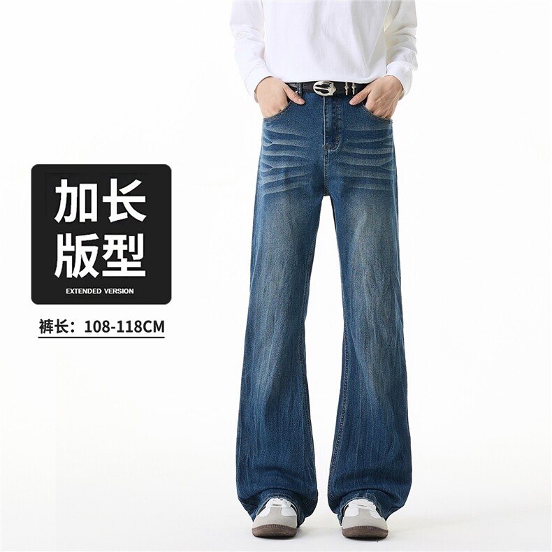 2025新款美式潮牌基础款重工水洗微喇休闲牛仔情侣长裤 K02/ P58图片