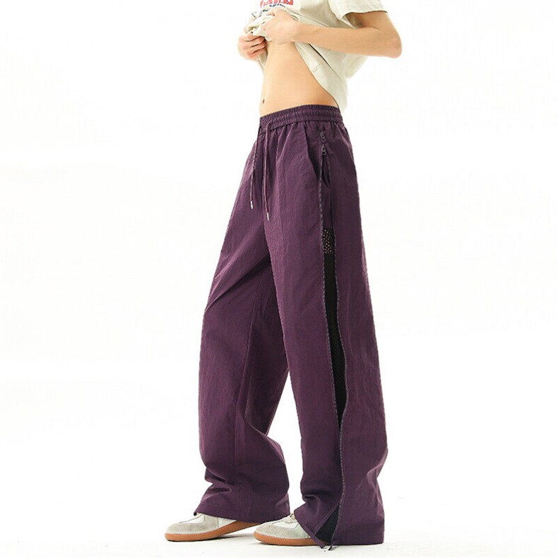 B221美式ins高街暗黑纯色网状拉链休闲裤LK24211-特P38控68，男装休闲裤，电商B221