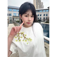 高街花卉连肩刺绣短袖t恤男女2025夏季新款宽松小众上衣潮TAC75，男装T恤，星座1116A（原606A-3）