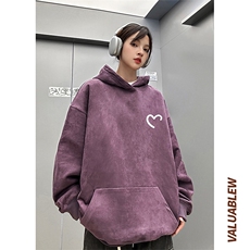 ！麂皮绒连帽卫衣直播品质重磅400克爱心印花JL7138-P45控78，男装卫衣，星座508（原C305）