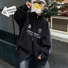 美式复古条纹立领秋季新款开衫毛衣男女针织休闲百搭外套MY320，男装针织衫/毛衣，星座506