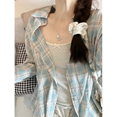 TC794-P45春秋季长袖休闲垂感衬衣时尚港风条纹衬衫外套女，男装衬衫，星座617A-2