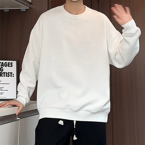 S5013/特P30春装新款个性套头提花卫衣男潮流宽松百搭长袖T恤外套图片