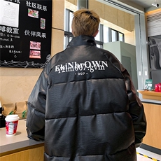 港风鳄鱼纹棉衣男手塞棉夹克PU皮棉服外套男8507P120控158，男装夹克，星座227-7